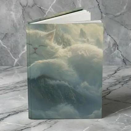 White Cat Sleeping on Mountain Clouds Fantasy