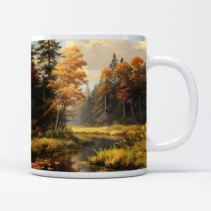 Autumn Forest River Oil Painting Art