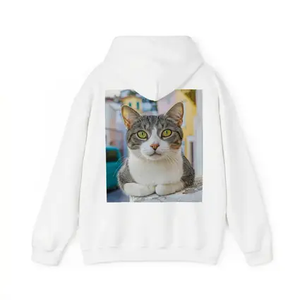 Gray Tabby Cat Green Eyes Colorful Street