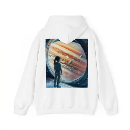 Girl Astronaut Gazing At Jupiter Space Station