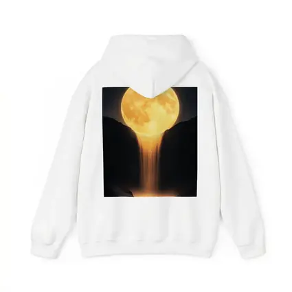 Golden Moon Waterfall Dark Night Sky