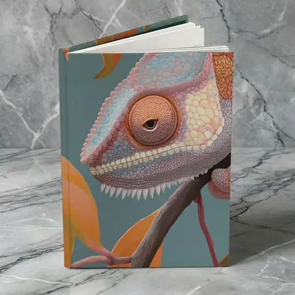 Chameleon On Branch Pastel Teal Background