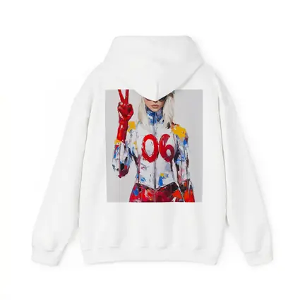 Blonde Racer Girl Peace Sign Painted Style