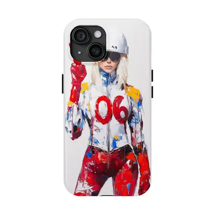 Blonde Racer Girl Peace Sign Painted Style