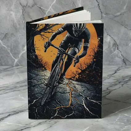 Cyclist Racing Dark Cracked Road Orange Moon