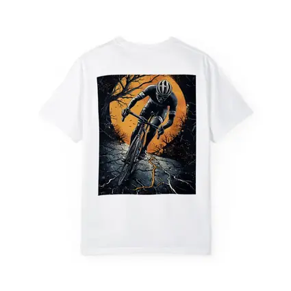 Cyclist Racing Dark Cracked Road Orange Moon