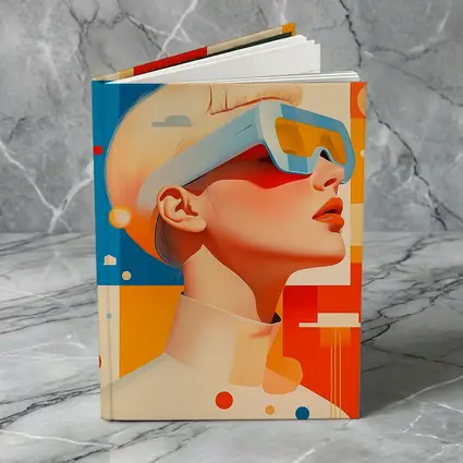 Futuristic Woman VR Glasses Geometric Abstract Background