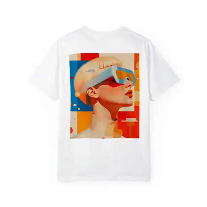 Futuristic Woman VR Glasses Geometric Abstract Background