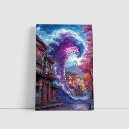 Purple Wave Surging Through Japanese Street