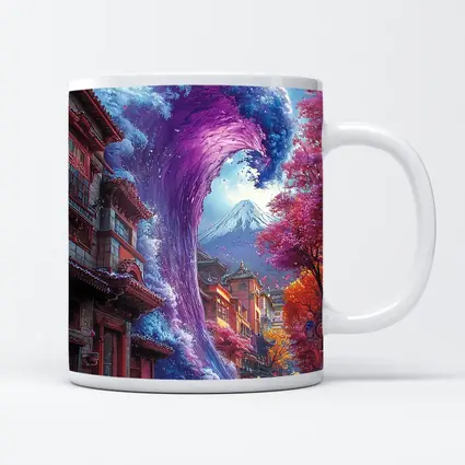 Purple Wave Surging Through Japanese Street