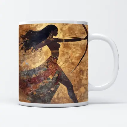 Ancient Warrior Woman Archer Gold Background
