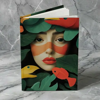Woman Face With Birds And Tropical Leaves