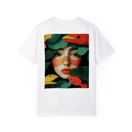 Woman Face With Birds And Tropical Leaves
