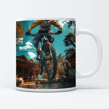 Mountain Biker Jumping Over Water Splash