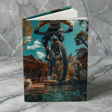 Mountain Biker Jumping Over Water Splash