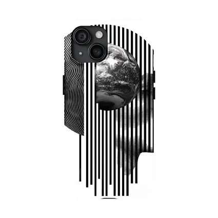 Human Head Earth Globe Black White Art