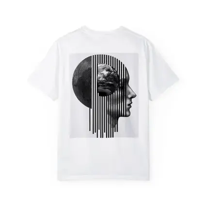 Human Head Earth Globe Black White Art