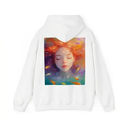 Girl Floating Underwater With Colorful Fish