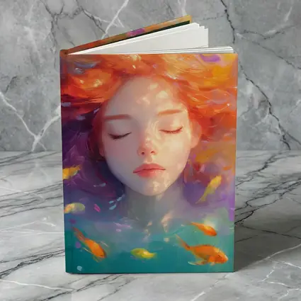 Girl Floating Underwater With Colorful Fish