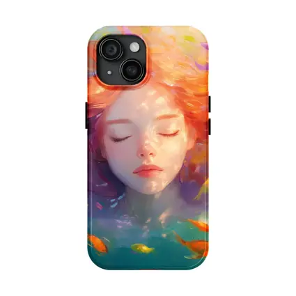 Girl Floating Underwater With Colorful Fish