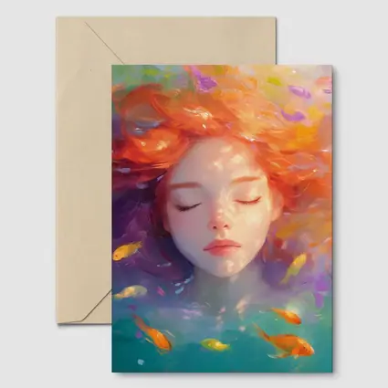 Girl Floating Underwater With Colorful Fish