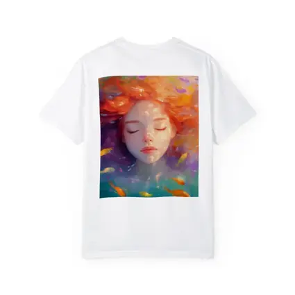 Girl Floating Underwater With Colorful Fish