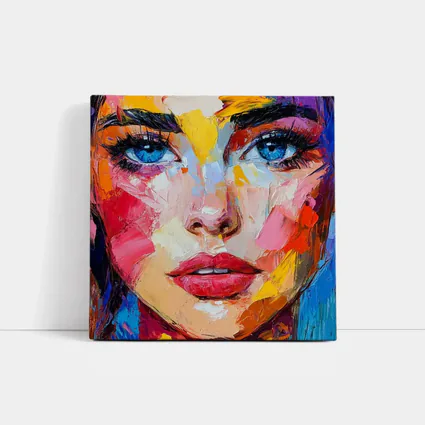 Colorful Abstract Woman Face Oil Painting Art