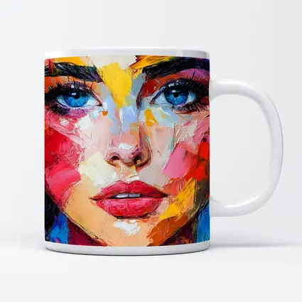 Colorful Abstract Woman Face Oil Painting Art