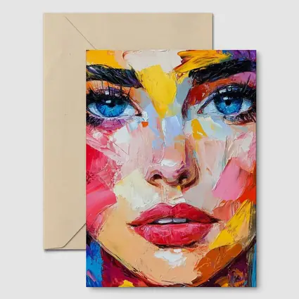 Colorful Abstract Woman Face Oil Painting Art