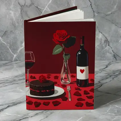 Red Rose Wine Chocolate Cake Romantic Table