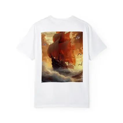 Tall Ship Sailing Stormy Ocean Sunset