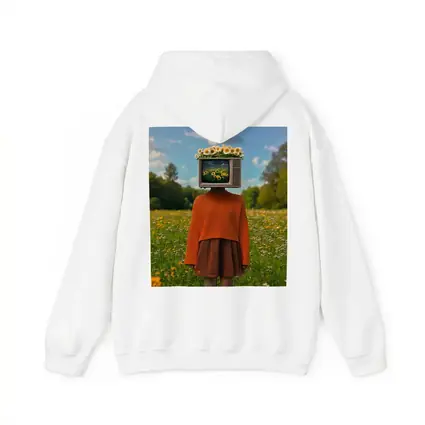 Retro TV Head Girl Wildflower Meadow