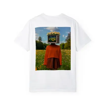 Retro TV Head Girl Wildflower Meadow