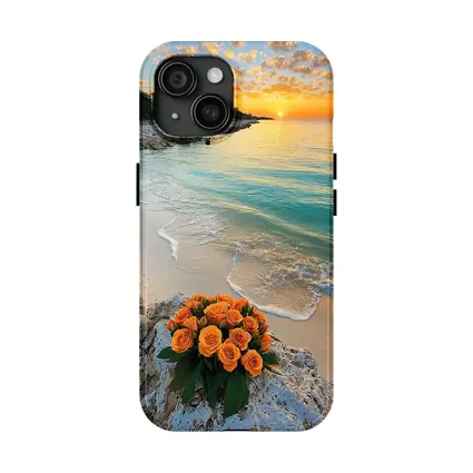 Orange Roses Bouquet Tropical Beach Sunset