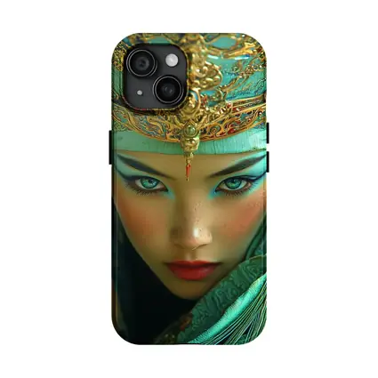 Chinese Opera Warrior Woman Teal Gold
