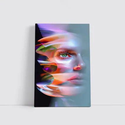 Glitch Art Woman Face Colorful Abstract Portrait