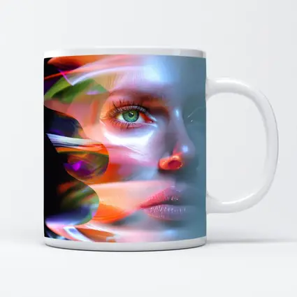 Glitch Art Woman Face Colorful Abstract Portrait