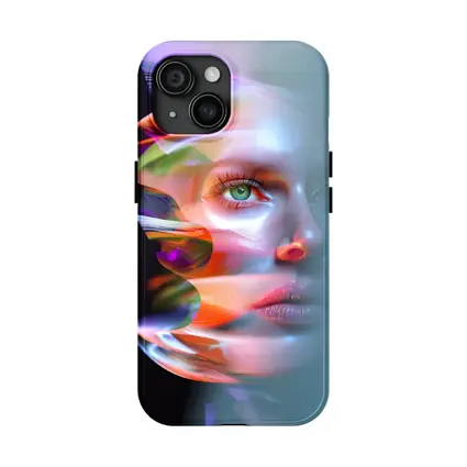 Glitch Art Woman Face Colorful Abstract Portrait