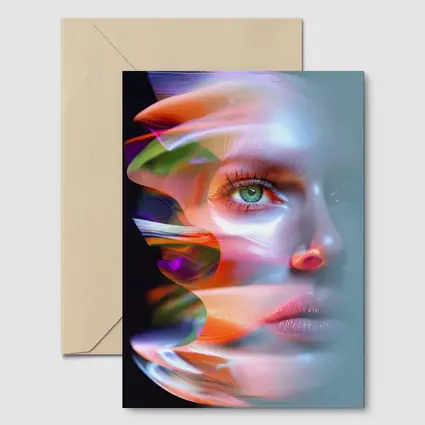 Glitch Art Woman Face Colorful Abstract Portrait