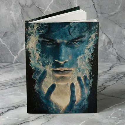 Dark Blue Mystic Man With Glowing Hands