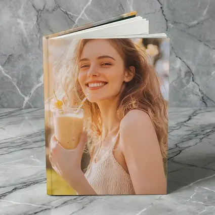 Smiling Woman Drinking Smoothie Sunny Garden