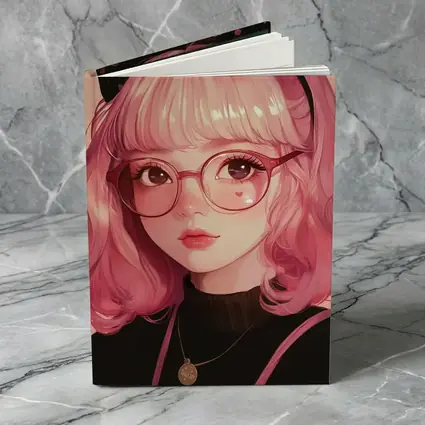 Pink Hair Anime Girl Black Bow Portrait