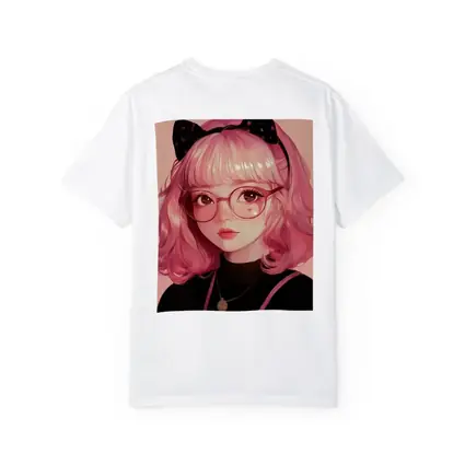 Pink Hair Anime Girl Black Bow Portrait