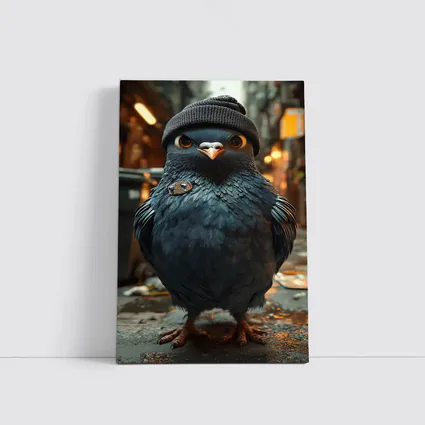 Street Pigeon Wearing Beanie Urban Alley