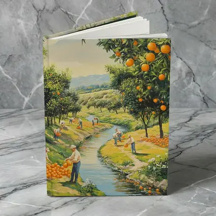 Orange Orchard Harvest Painting Farm Scene
