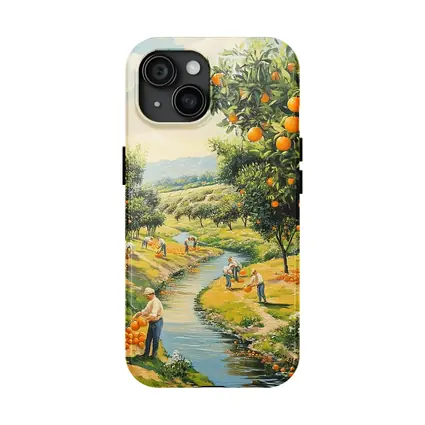 Orange Orchard Harvest Painting Farm Scene