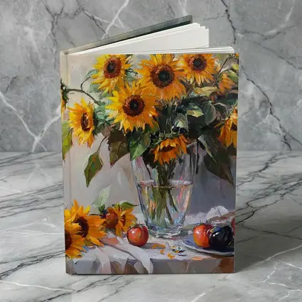 Sunflowers In Glass Vase Still Life Painting