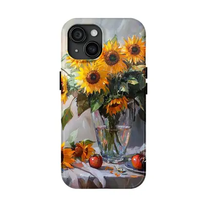 Sunflowers In Glass Vase Still Life Painting