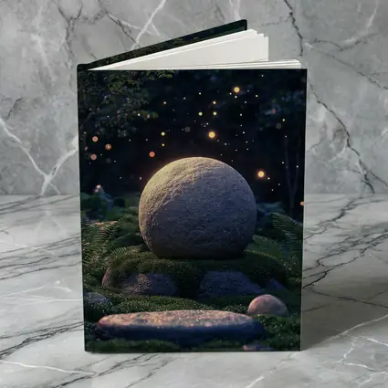 Glowing Stone Forest Night Fireflies Fantasy