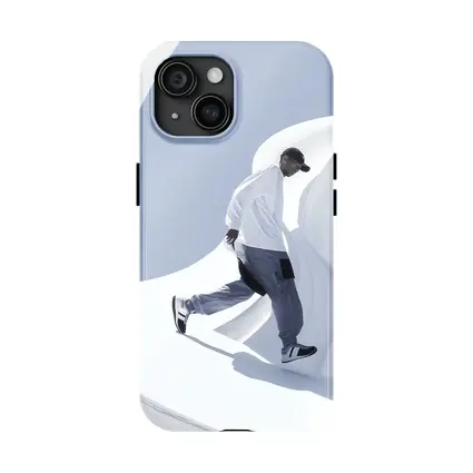 Man Running Through White Architectural Curves